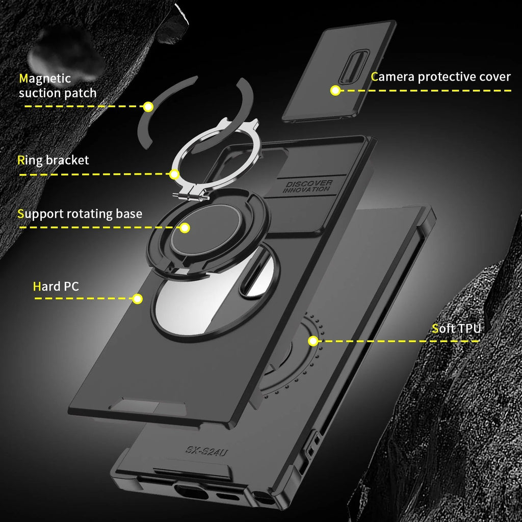 📱Shockproof Magnetic Case with Slide Camera Lens Protector for Samsung Galaxy S Series