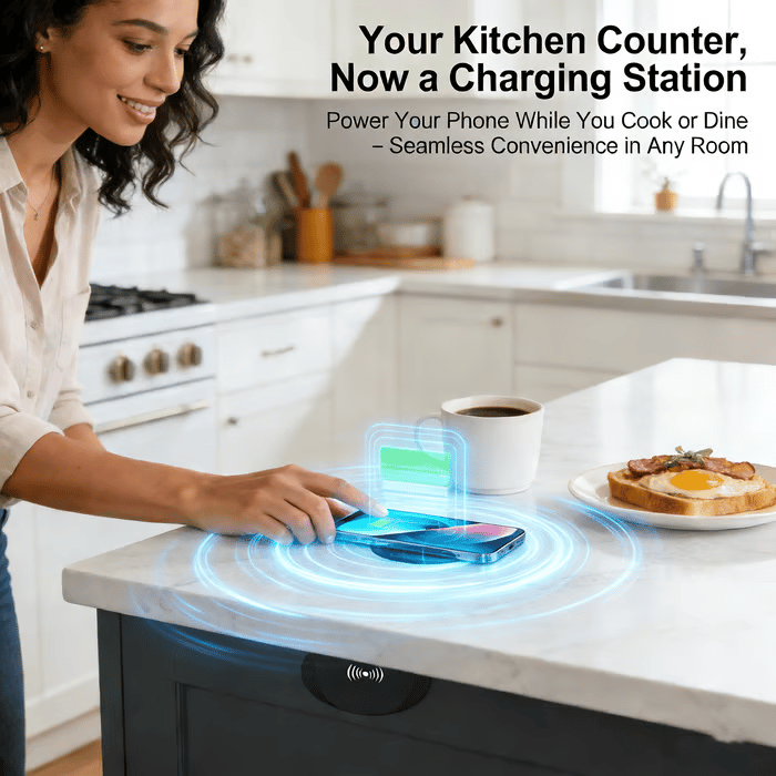 📱Invisible Under Desk Wireless Charger - 15W Fast Charging Pad for iPhone/Samsung