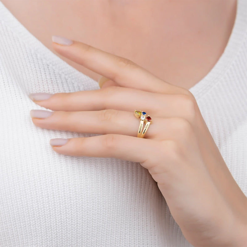 Engraved Birthstone Name Ring – Personalized Gift for Her