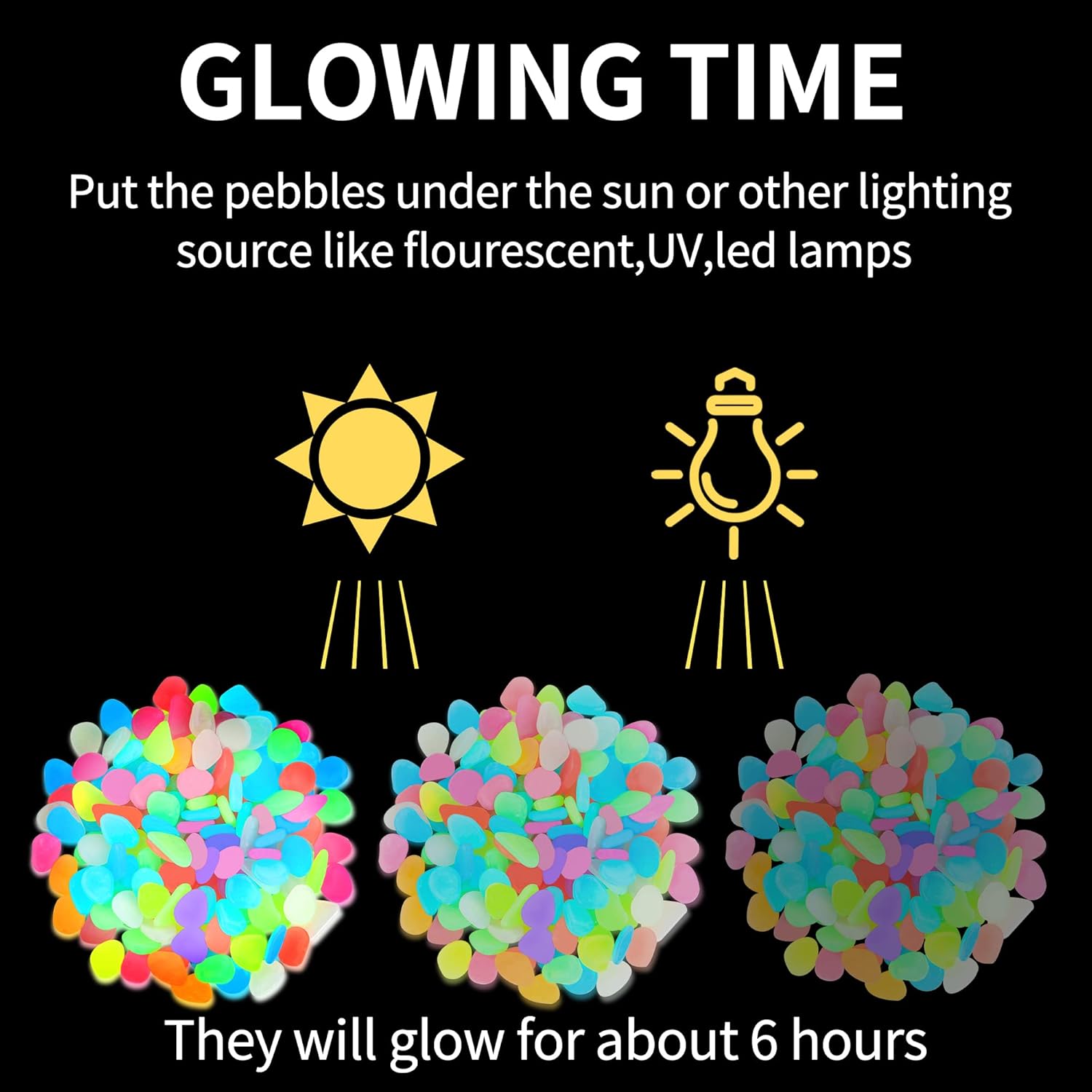 Luminous Stones – Mixed Color Glow  (Buy 1 Get 2 Free )