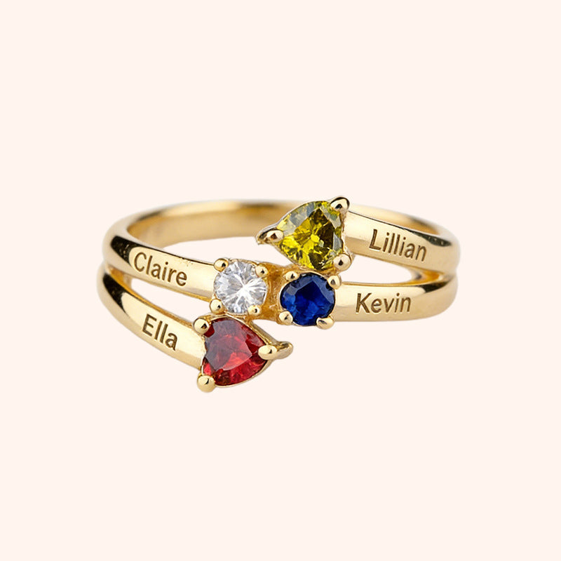 Engraved Birthstone Name Ring – Personalized Gift for Her