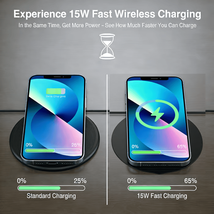 📱Invisible Under Desk Wireless Charger - 15W Fast Charging Pad for iPhone/Samsung