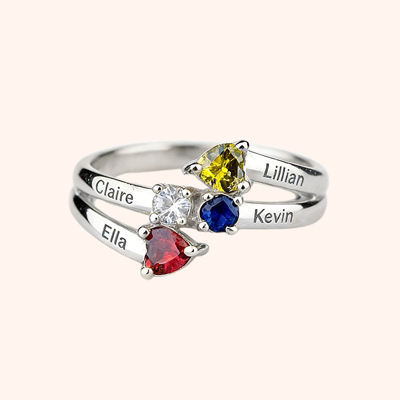 Engraved Birthstone Name Ring – Personalized Gift for Her