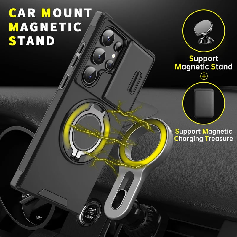 📱Shockproof Magnetic Case with Slide Camera Lens Protector for Samsung Galaxy S Series