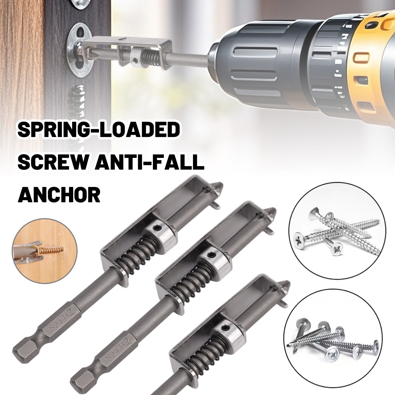 🛠️Universal Spring Loaded Anti-Drop Screw Holder Bit