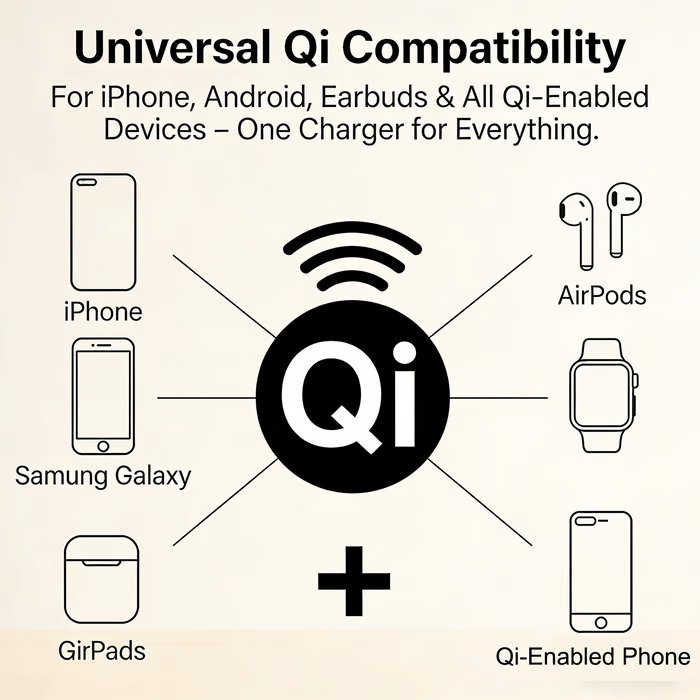 📱Invisible Under Desk Wireless Charger - 15W Fast Charging Pad for iPhone/Samsung