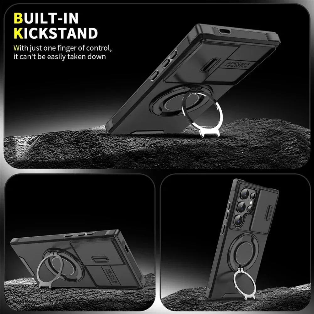 📱Shockproof Magnetic Case with Slide Camera Lens Protector for Samsung Galaxy S Series
