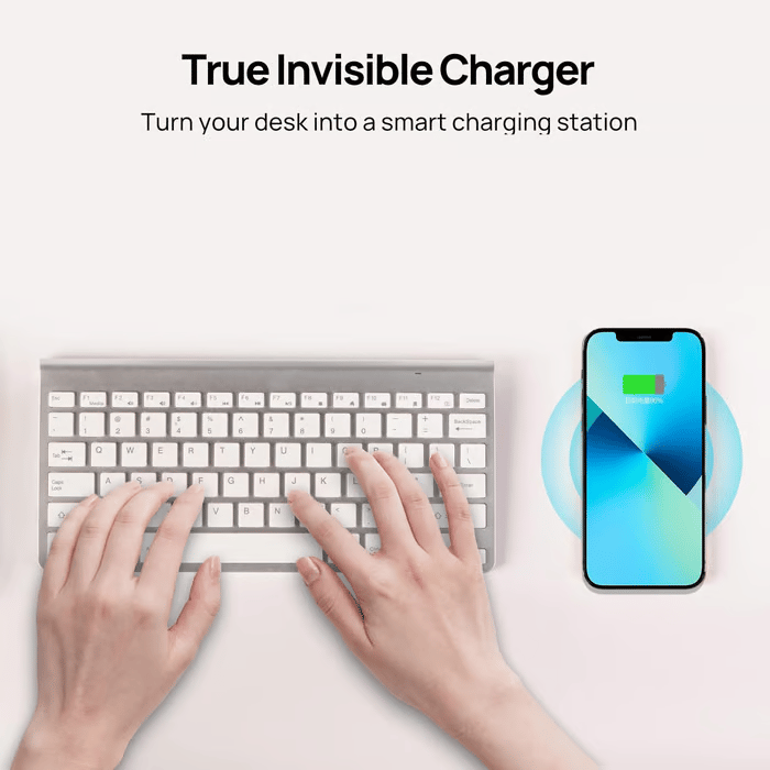 📱Invisible Under Desk Wireless Charger - 15W Fast Charging Pad for iPhone/Samsung